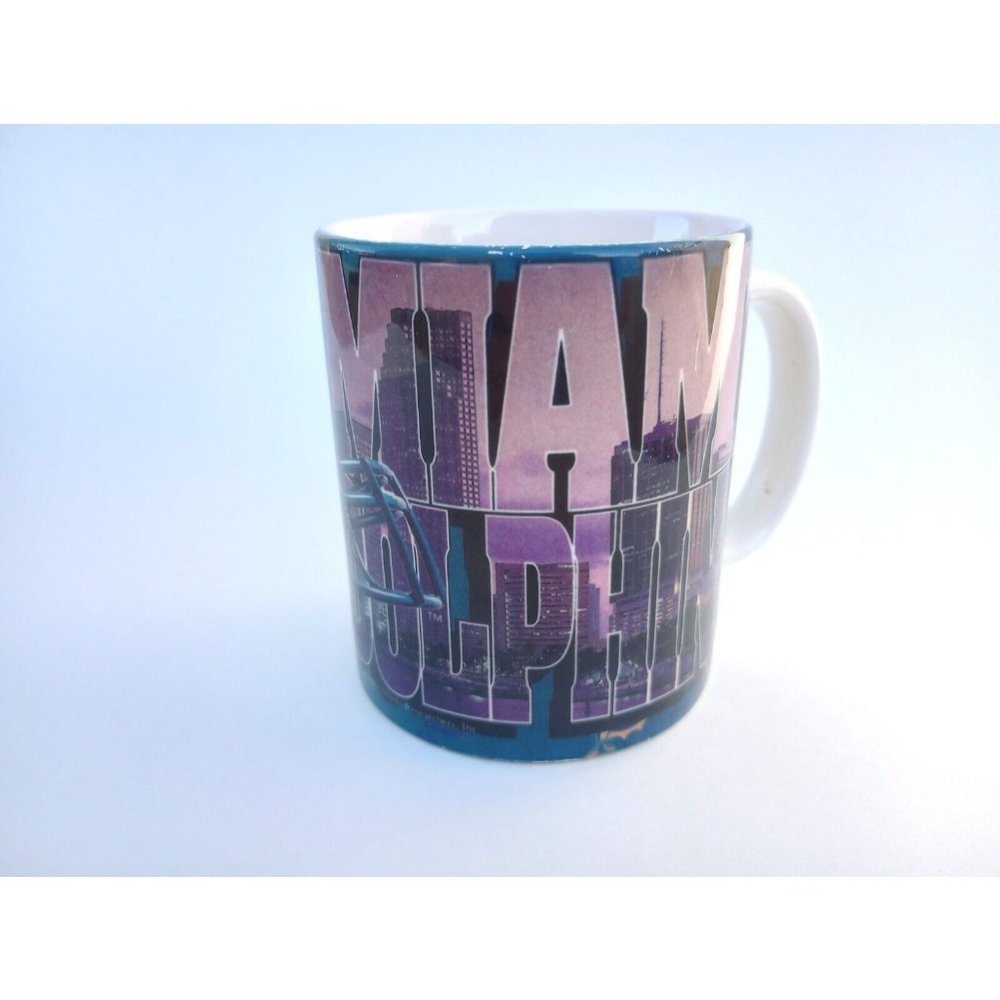 Vintage MIAMI DOLPHINS Ceramic Coffee Mug Cup NFL 1997 Xpres Corp.